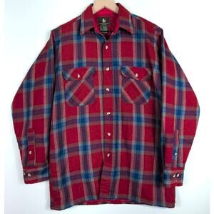 High Sierra Wool Plaid Shacket Men’s Med Red Blue Quilted Hunting Jacket Vintage